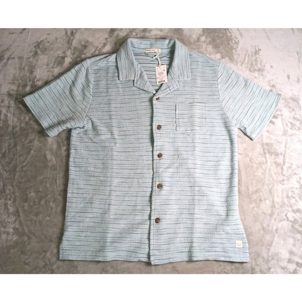 NWT Marine Layer Textured Summer Resort Shirt Mens M/L Sterling Blue